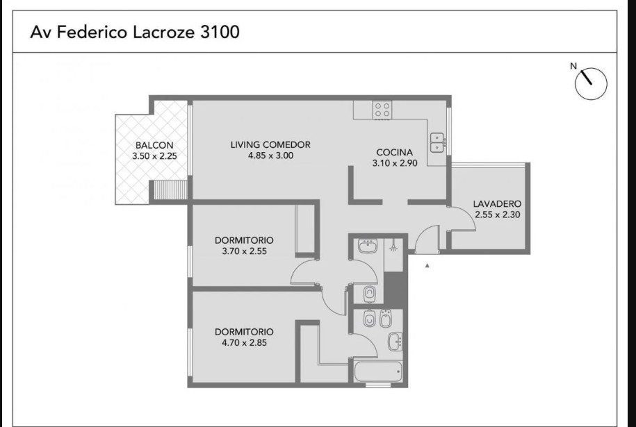 Av. Federico Lacroze N°3140,  3 ambientes Luminoso con balcón terraza y parrilla.