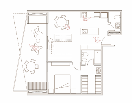 ARRIBEÑOS 3750, 4°A - 2 Ambientes con Balcón  con parrilla y Full Amenities.